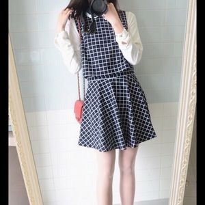 One piece long sleeve plaid dress